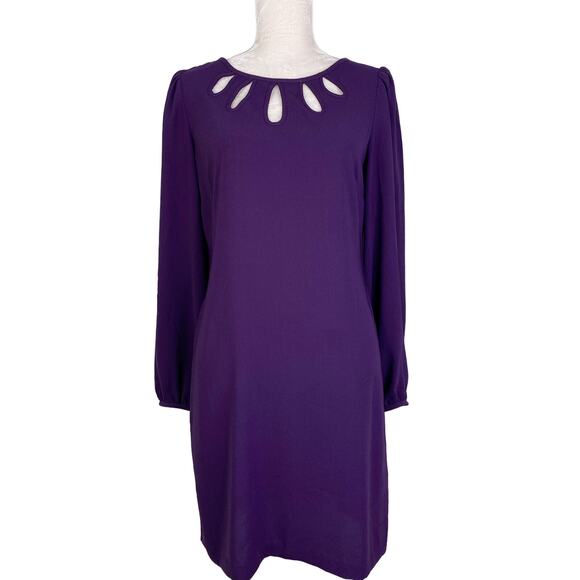 Gabby Skye Dress 10 Purple Long Sleeve Cut Outs Back Zipper - Picture 3 of 11